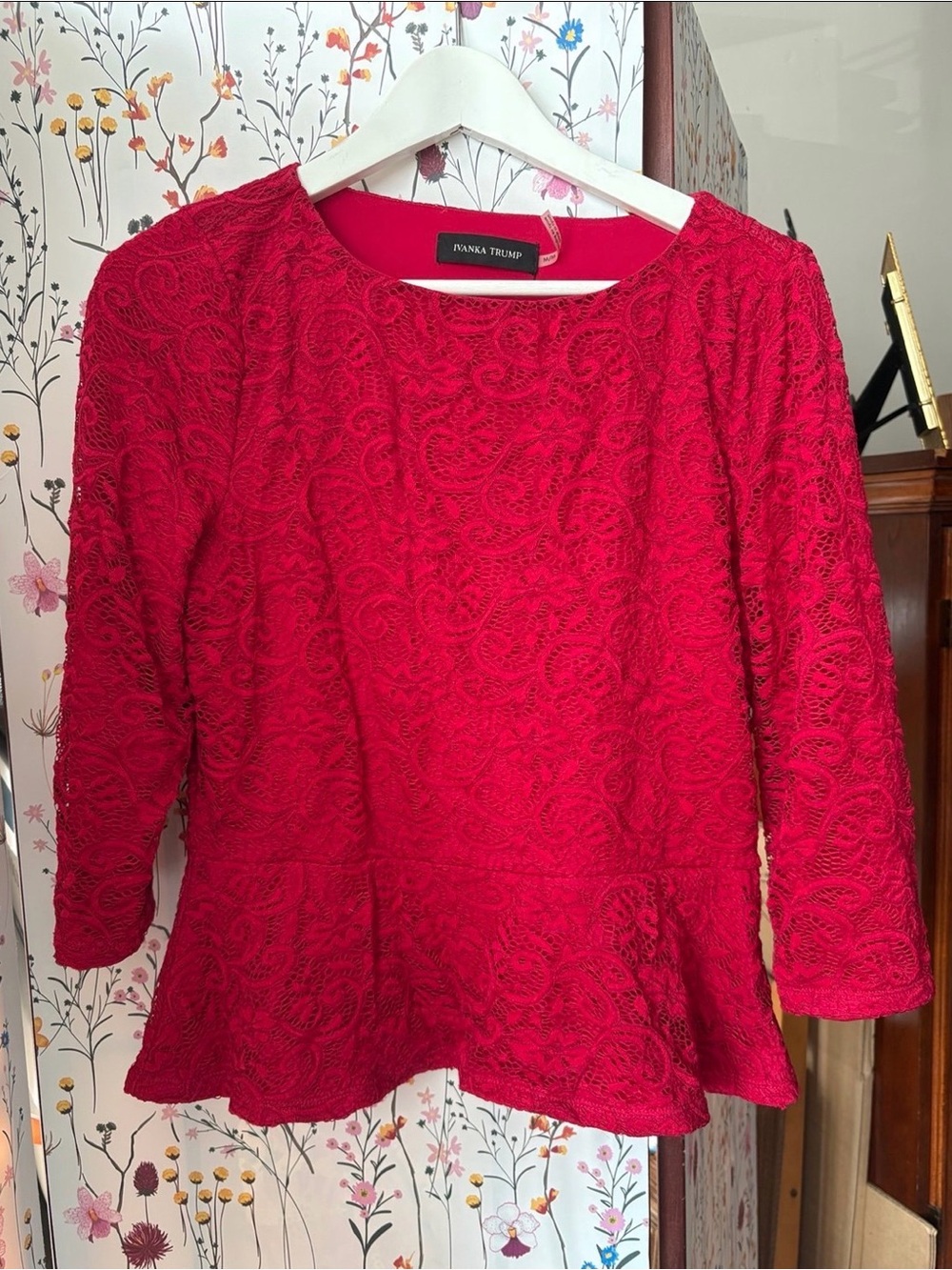 Ivanka Trump Red Lace Blouse